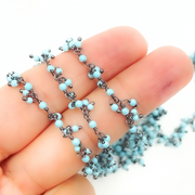 Turquoise Cluster Dangle Oxidized Wire Chain.